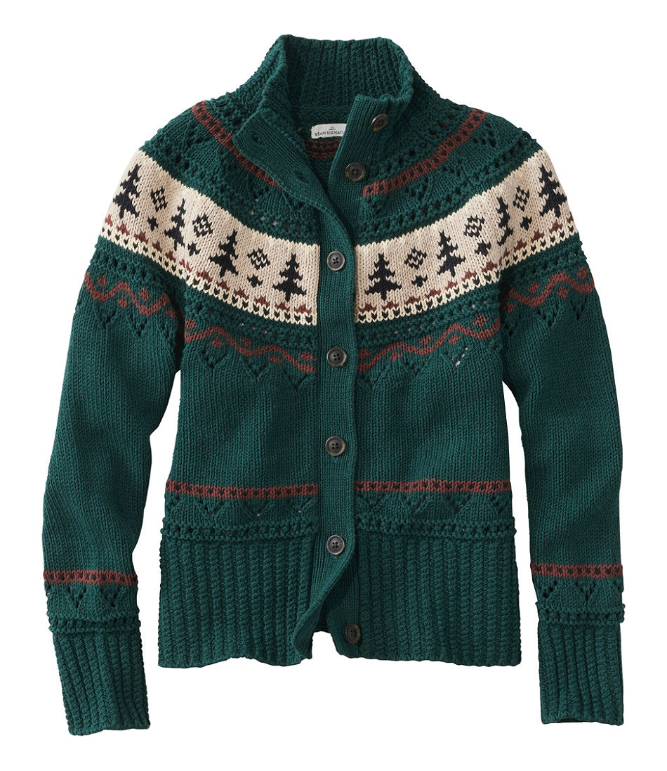 Women's Signature Cotton Fisherman Sweater, Short Cardigan Fair Isle | L.L.Bean discount