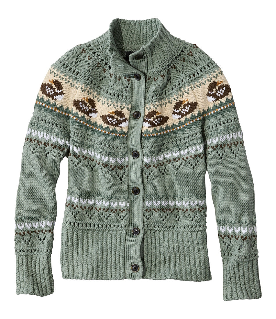 Women's Signature Cotton Fisherman Sweater, Short Cardigan Fair Isle | L.L.Bean discount