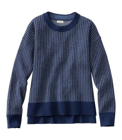 Women's Wicked Soft Cotton/Cashmere Crewneck Sweater, Pattern | L.L.Bean on sale