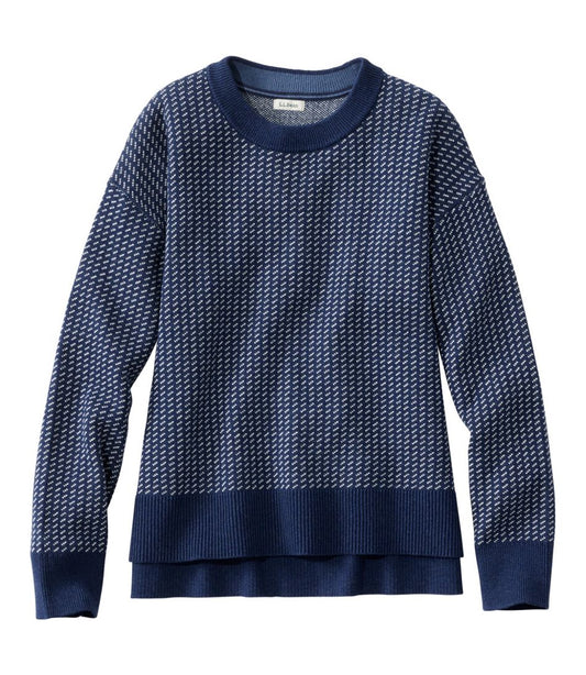 Women's Wicked Soft Cotton/Cashmere Crewneck Sweater, Pattern | L.L.Bean on sale