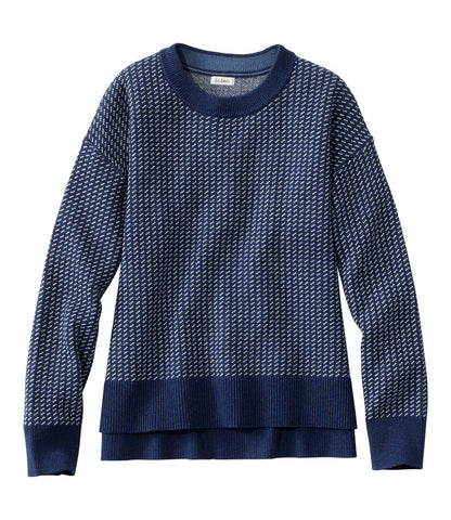 Women's Wicked Soft Cotton/Cashmere Crewneck Sweater, Pattern | L.L.Bean on sale