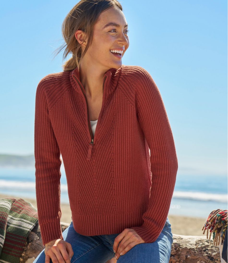 Women's Mariner Shaker Sweater, Quarter-Zip | L.L.Bean online