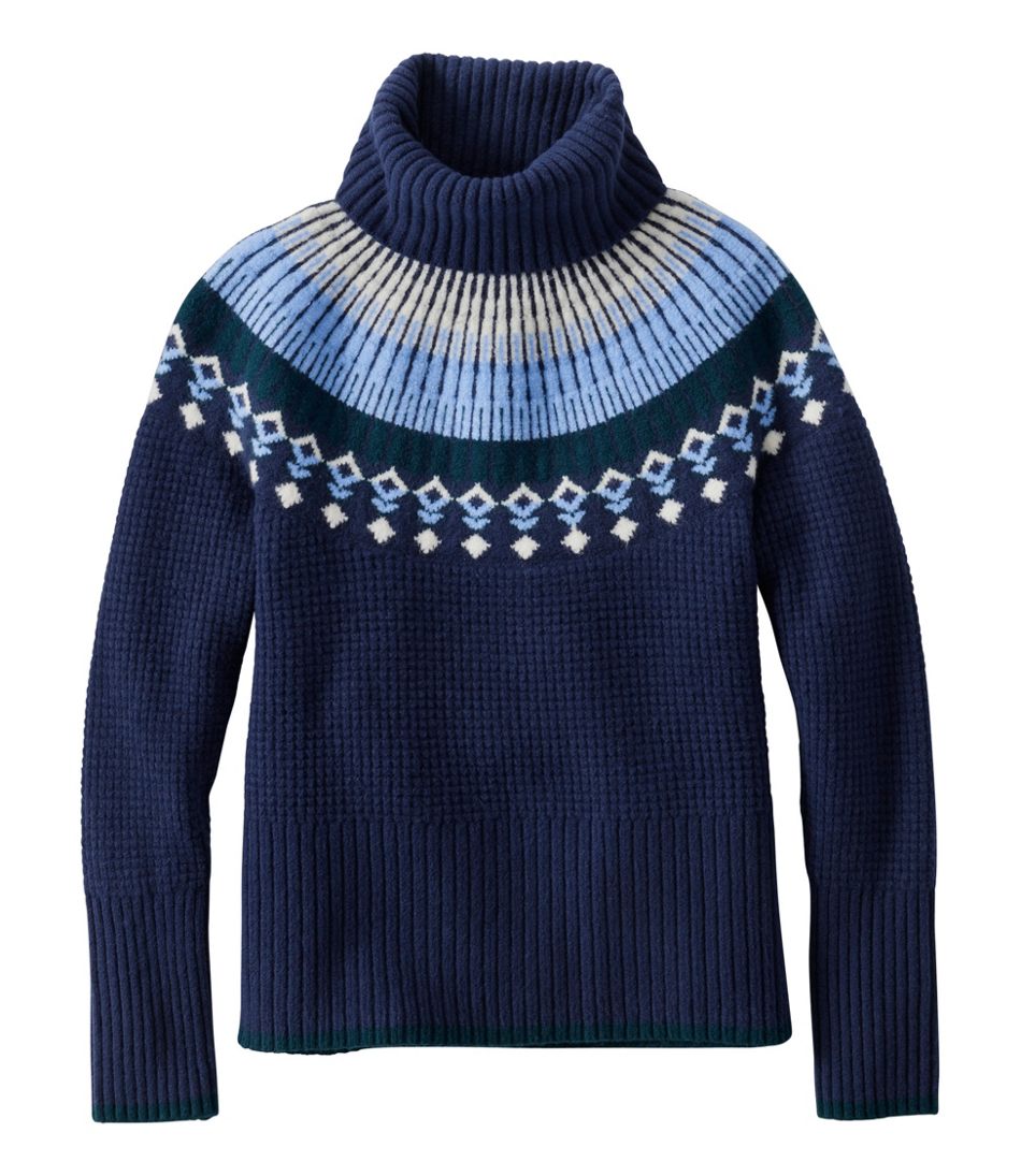 Women's SuperSoft Waffle Sweater, Turtleneck Fair Isle | L.L.Bean online