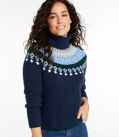 Women's SuperSoft Waffle Sweater, Turtleneck Fair Isle | L.L.Bean online