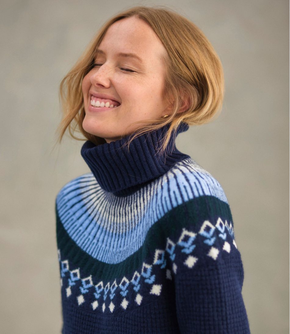 Women's SuperSoft Waffle Sweater, Turtleneck Fair Isle | L.L.Bean online
