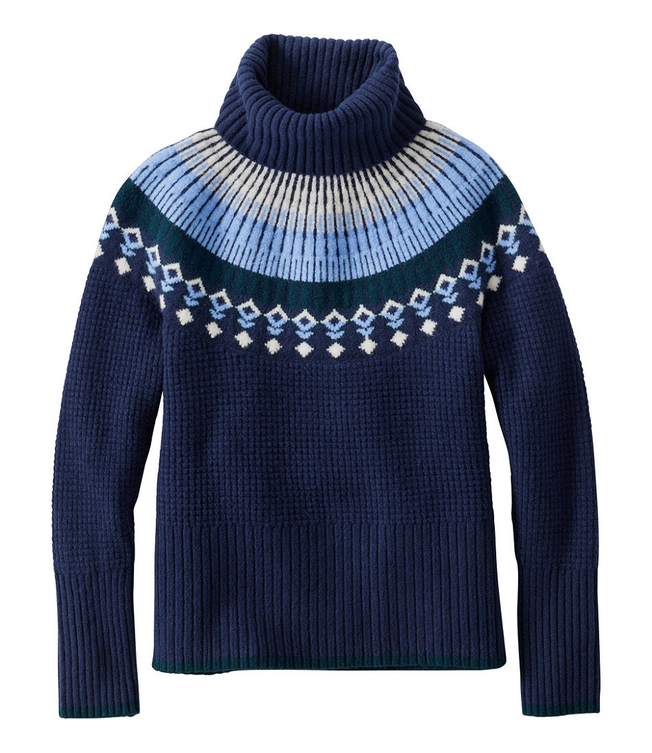 Women's SuperSoft Waffle Sweater, Turtleneck Fair Isle | L.L.Bean online