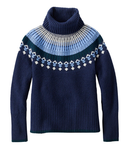 Women's SuperSoft Waffle Sweater, Turtleneck Fair Isle | L.L.Bean online