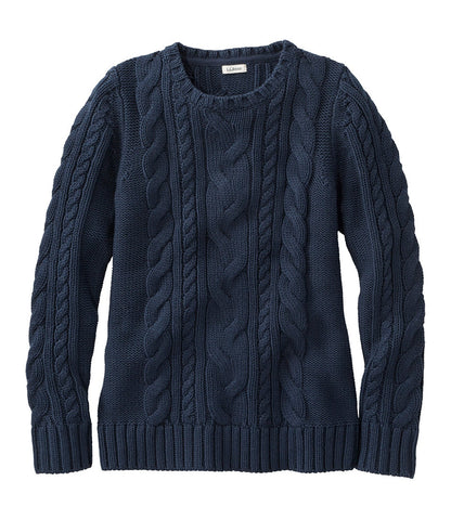Women's Double L® Cable Sweater, Crewneck | L.L.Bean on sale