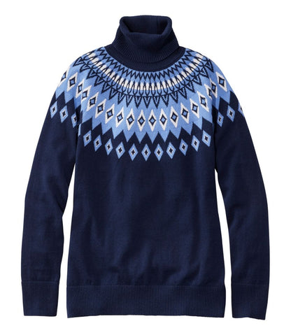 Women's Cotton/Cashmere Sweater, Turtleneck Fair Isle | L.L.Bean discount