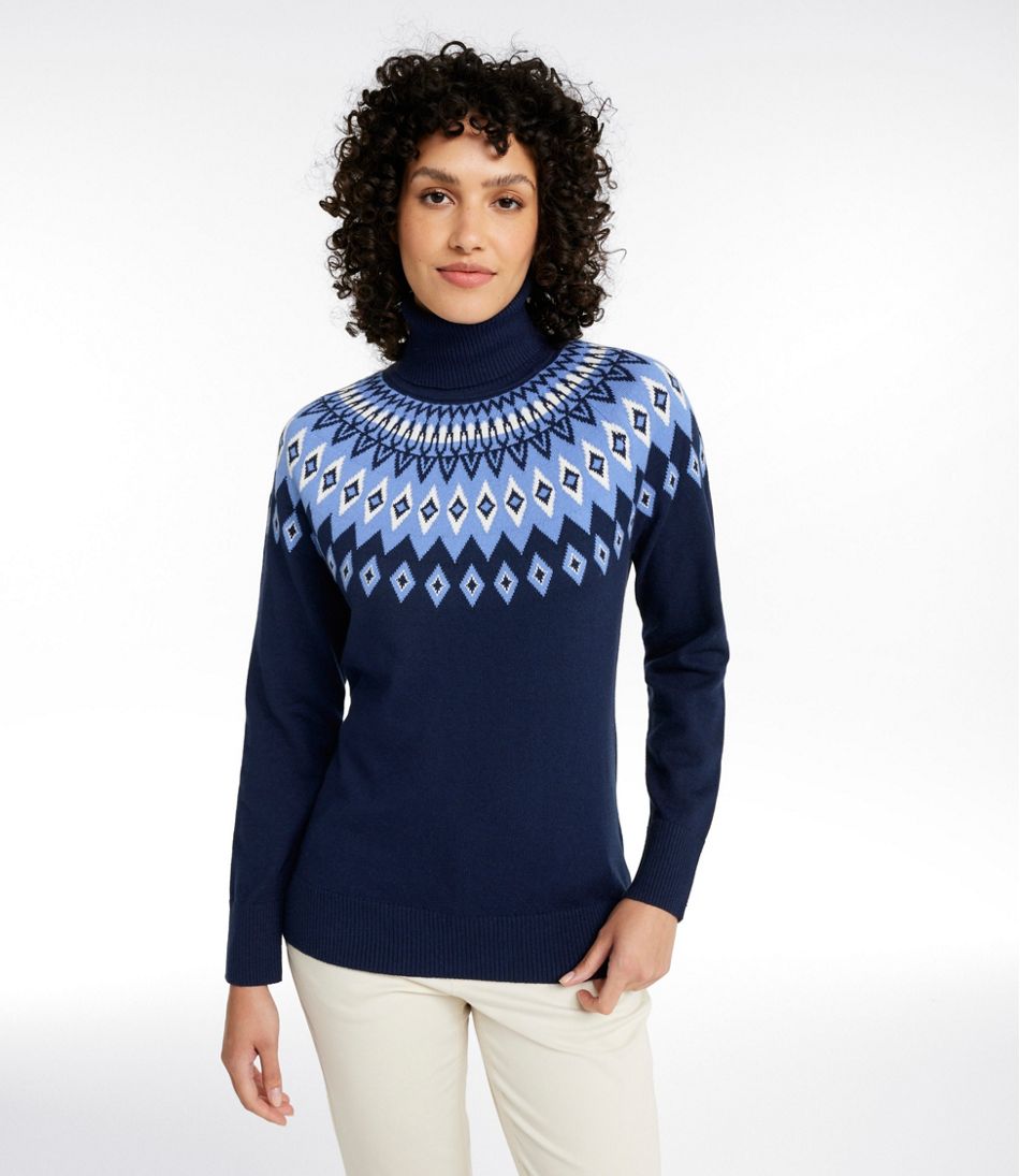 Women's Cotton/Cashmere Sweater, Turtleneck Fair Isle | L.L.Bean discount