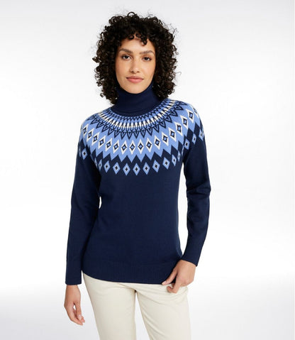 Women's Cotton/Cashmere Sweater, Turtleneck Fair Isle | L.L.Bean discount