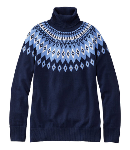Women's Cotton/Cashmere Sweater, Turtleneck Fair Isle | L.L.Bean discount