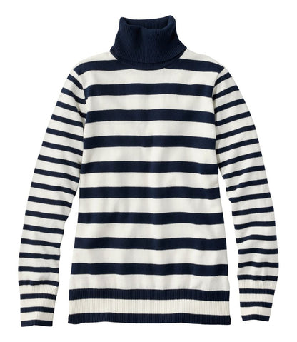 Women's Cotton/Cashmere Sweater, Turtleneck Stripe | L.L.Bean for sale