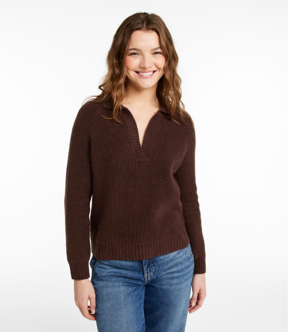 Women's SuperSoft Waffle Sweater, Polo | L.L.Bean online
