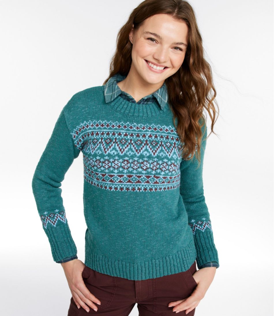 Women's Cotton Ragg Sweater, Crewneck Fair Isle | L.L.Bean discount