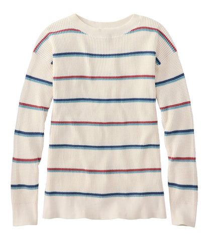 Women's Sunwashed Waffle Sweater, Pullover Stripe | L.L.Bean on sale