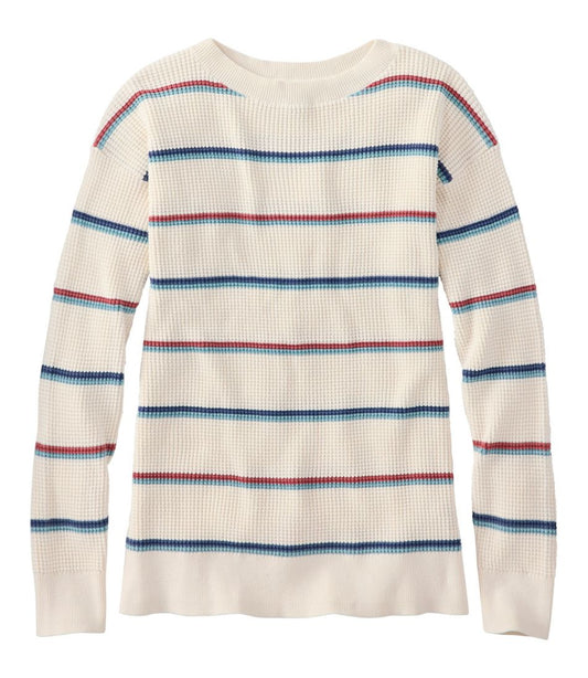 Women's Sunwashed Waffle Sweater, Pullover Stripe | L.L.Bean on sale