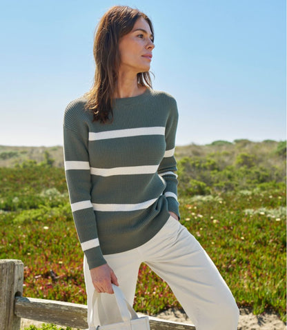 Women's Sunwashed Waffle Sweater, Pullover Stripe | L.L.Bean on sale