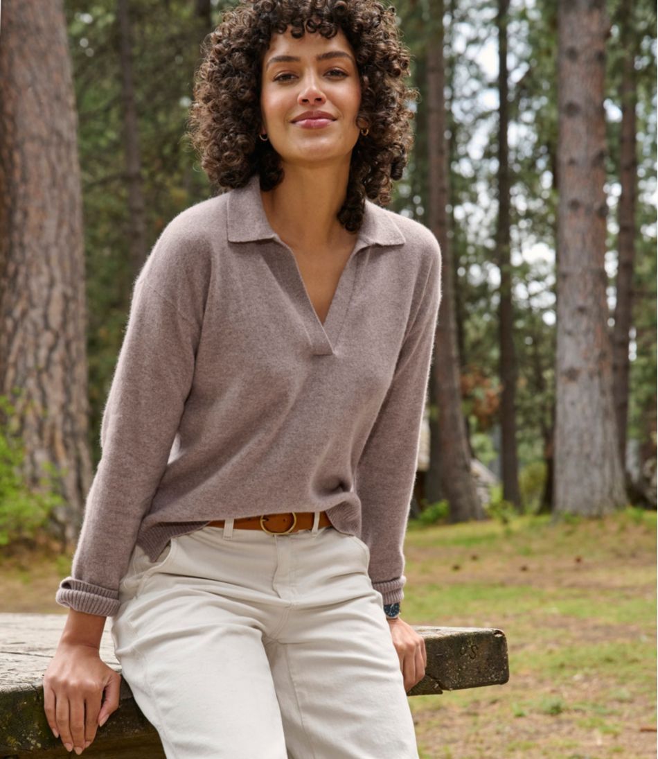 Women's Classic Cashmere Sweater, Relaxed Polo | L.L.Bean online