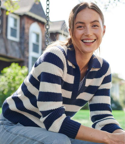 Women's SuperSoft Waffle Sweater, Polo Stripe | L.L.Bean sale