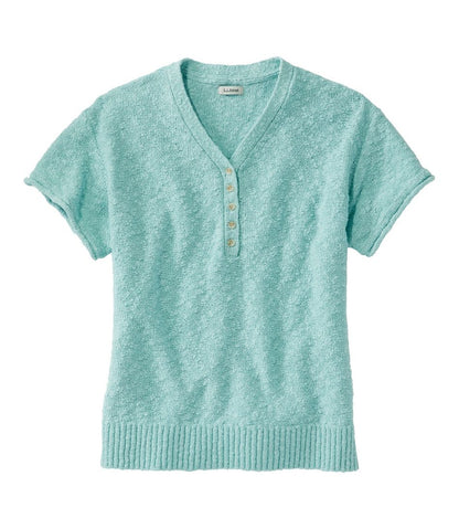 Women's Midweight Cotton Slub Sweater, Henley Short-Sleeve | L.L.Bean for sale