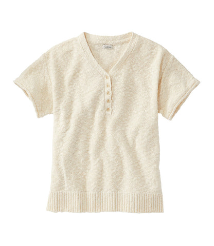 Women's Midweight Cotton Slub Sweater, Henley Short-Sleeve | L.L.Bean for sale