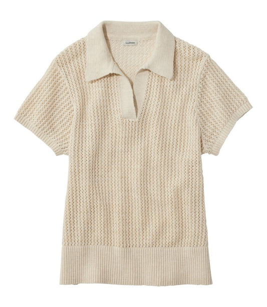 Women's Organic Cotton Slub Pointelle Sweater, Polo | L.L.Bean on sale