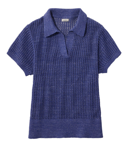 Women's Organic Cotton Slub Pointelle Sweater, Polo | L.L.Bean on sale