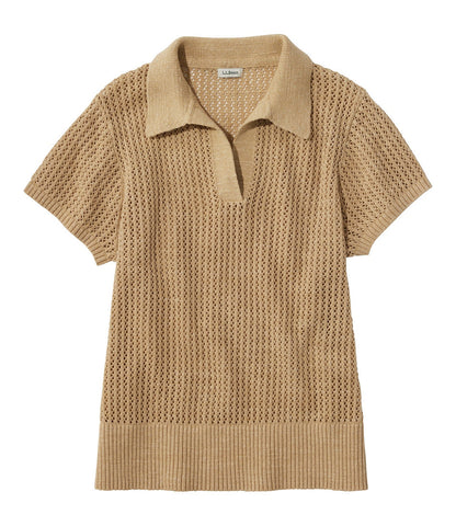 Women's Organic Cotton Slub Pointelle Sweater, Polo | L.L.Bean on sale