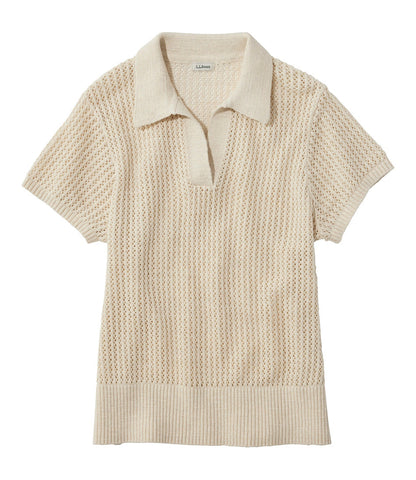 Women's Organic Cotton Slub Pointelle Sweater, Polo | L.L.Bean on sale