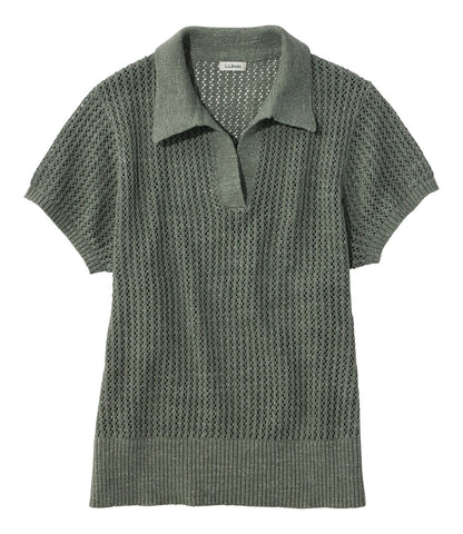 Women's Organic Cotton Slub Pointelle Sweater, Polo | L.L.Bean on sale