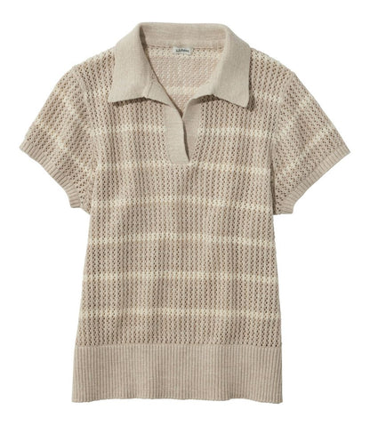 Women's Organic Cotton Slub Pointelle Sweater, Polo | L.L.Bean online