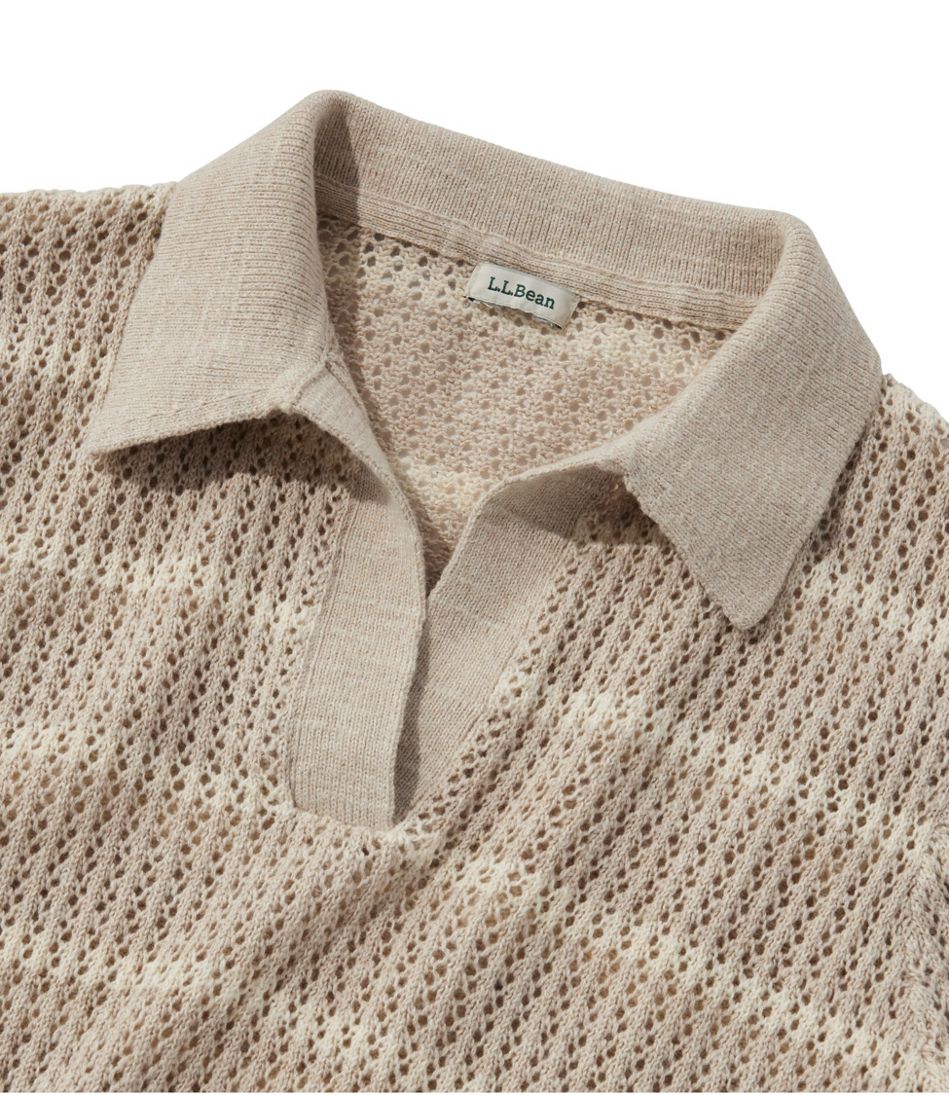 Women's Organic Cotton Slub Pointelle Sweater, Polo | L.L.Bean online