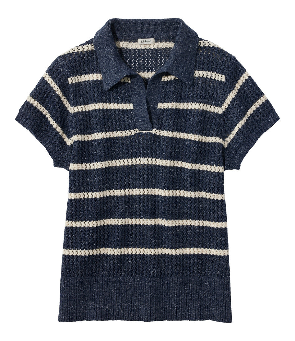 Women's Organic Cotton Slub Pointelle Sweater, Polo | L.L.Bean online