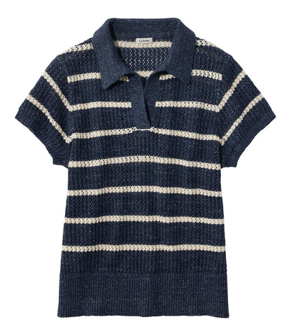 Women's Organic Cotton Slub Pointelle Sweater, Polo | L.L.Bean online