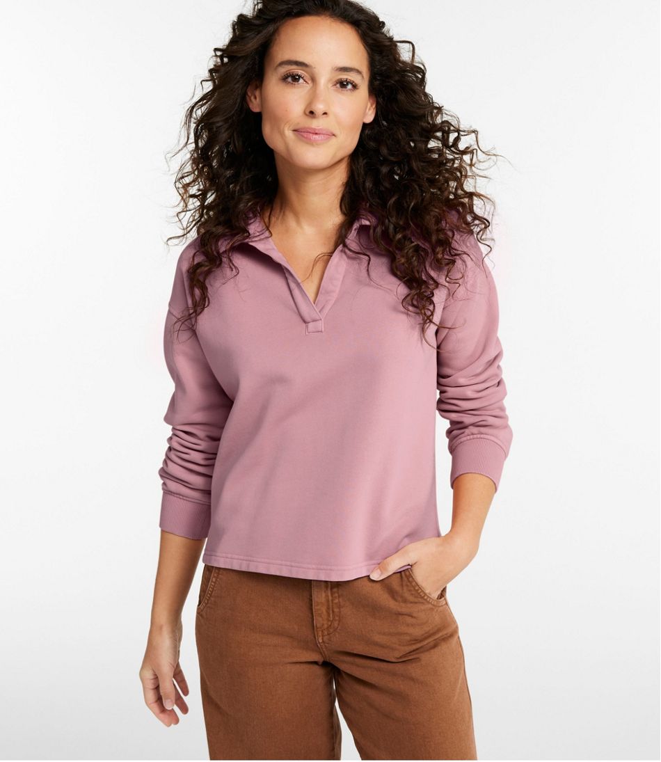 Women's Sunwashed Sweats, Splitneck Polo | L.L.Bean online