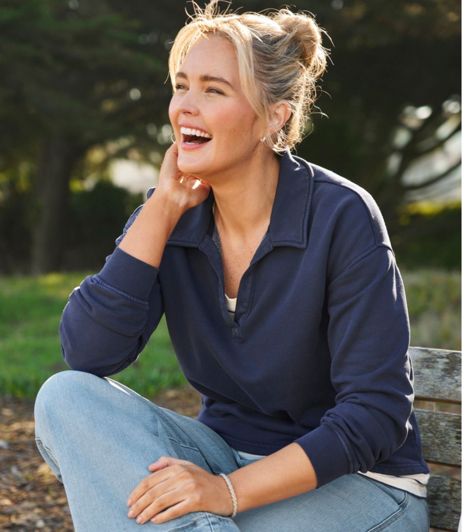 Women's Sunwashed Sweats, Splitneck Polo | L.L.Bean online