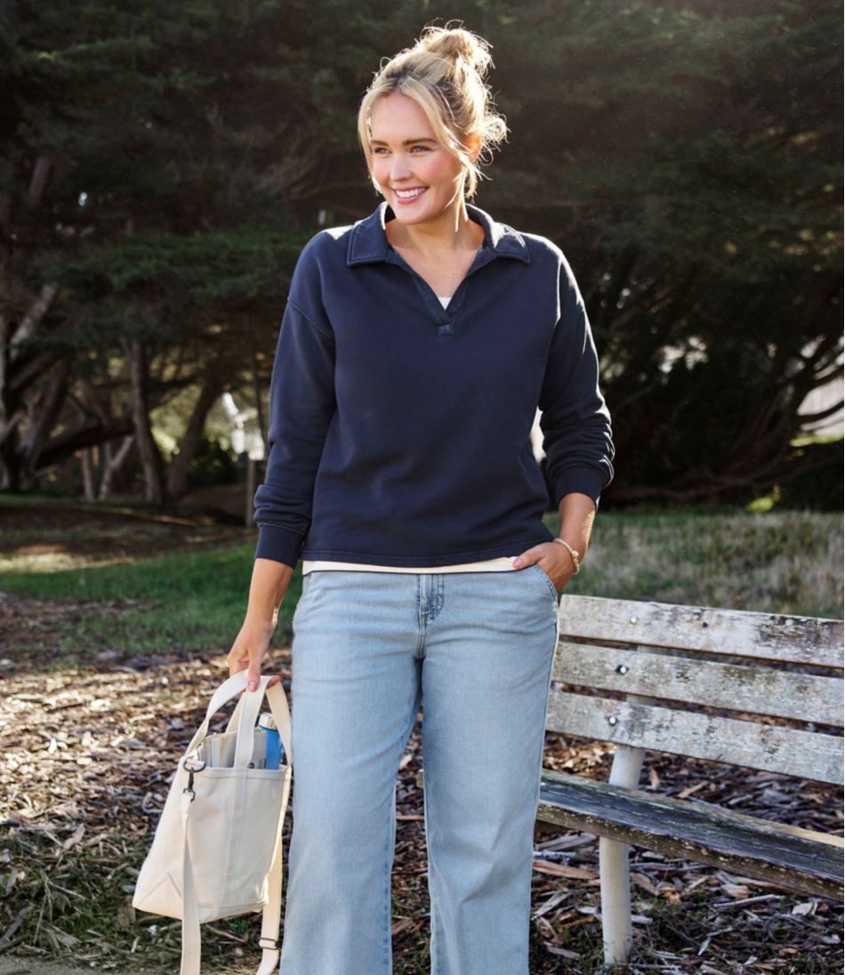 Women's Sunwashed Sweats, Splitneck Polo | L.L.Bean online