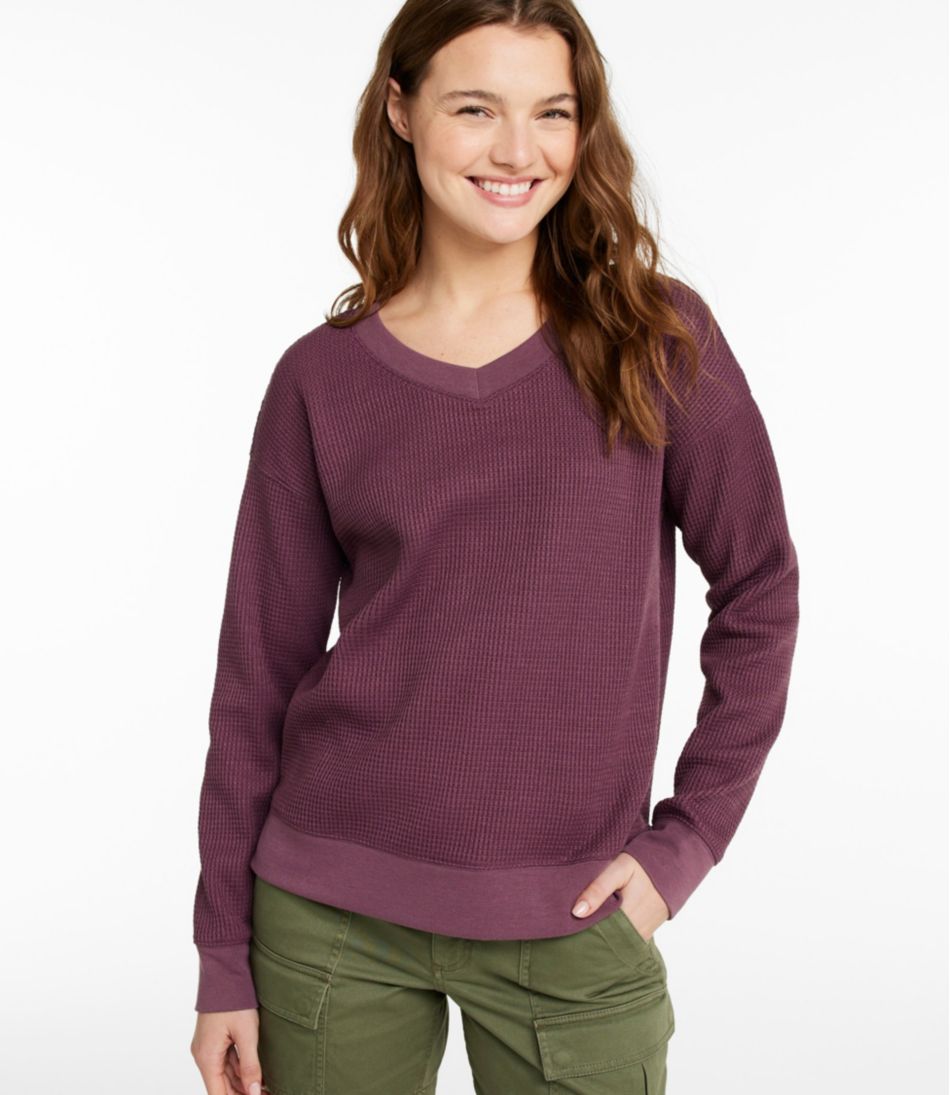 Women's Birchwood Brushed Waffle Top, V-Neck | L.L.Bean US