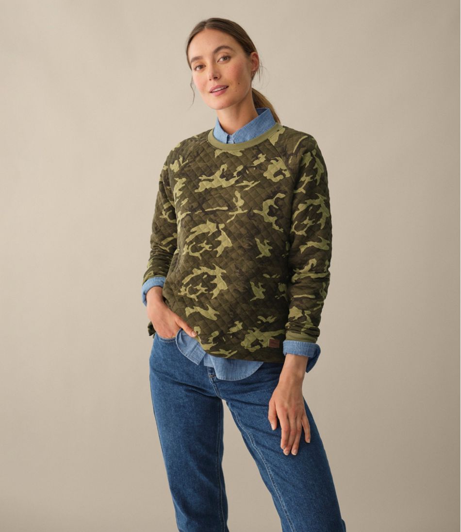 Women's Quilted Sweatshirt, Crewneck Pullover Print | L.L.Bean US