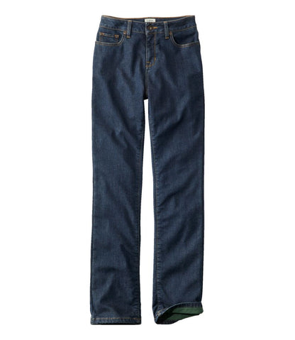 Women's True Shape Jeans, High-Rise Straight-Leg Fleece-Lined | L.L.Bean US