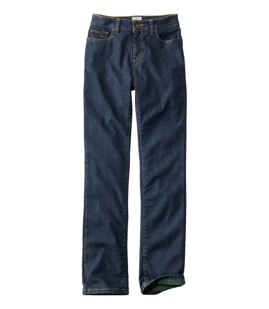 Women's True Shape Jeans, High-Rise Straight-Leg Fleece-Lined | L.L.Bean US