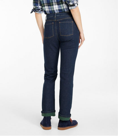 Women's True Shape Jeans, High-Rise Straight-Leg Fleece-Lined | L.L.Bean US