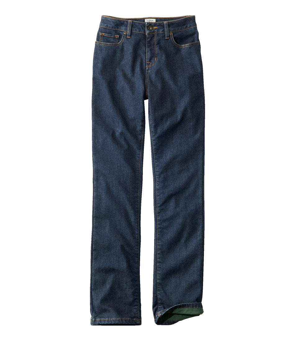 Women's True Shape Jeans, High-Rise Straight-Leg Fleece-Lined | L.L.Bean US