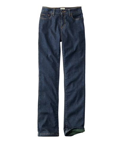 Women's True Shape Jeans, High-Rise Straight-Leg Fleece-Lined | L.L.Bean US