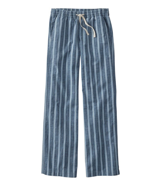 Women's Lakewashed Pull-On Chinos, Mid-Rise Wide-Leg Stripe Chambray | L.L.Bean on sale