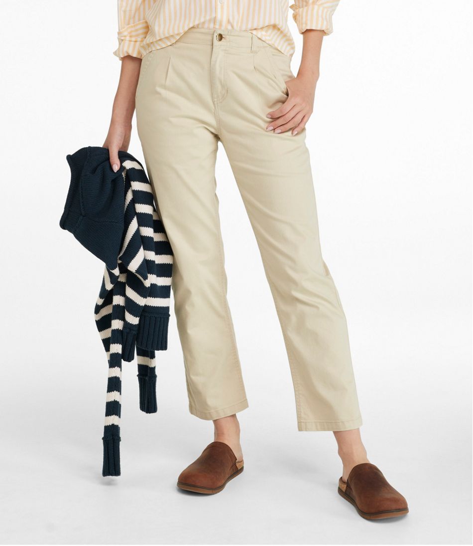 Women's Signature Easy-Cotton Pleated Chinos, Ankle | L.L.Bean US