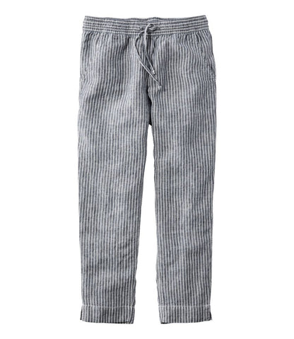 Women's Premium Linen Pull-On Ankle Pants, Mid-Rise Tapered-Leg Stripe | L.L.Bean sale