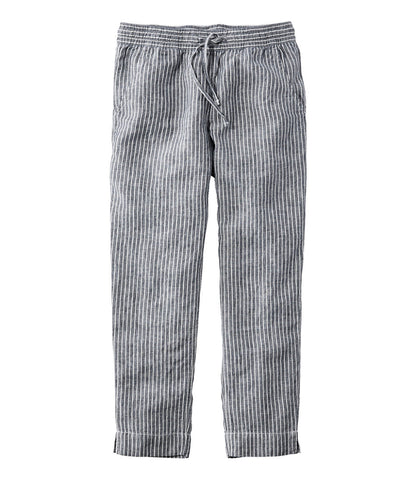 Women's Premium Linen Pull-On Ankle Pants, Mid-Rise Tapered-Leg Stripe | L.L.Bean sale