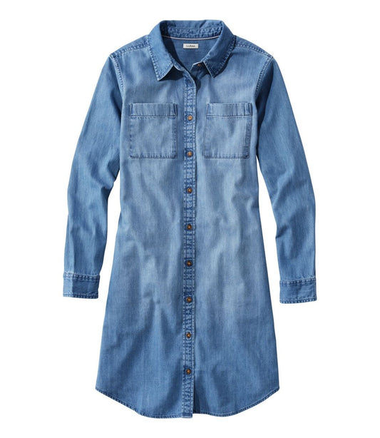 Women's L.L. Bean Heritage Washed Denim Shirt Dress | L.L.Bean online